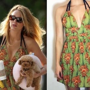 NWT Kate Moss Topshop Rope Halterneck Dress Orange Green US 2 Serena Gossip Girl